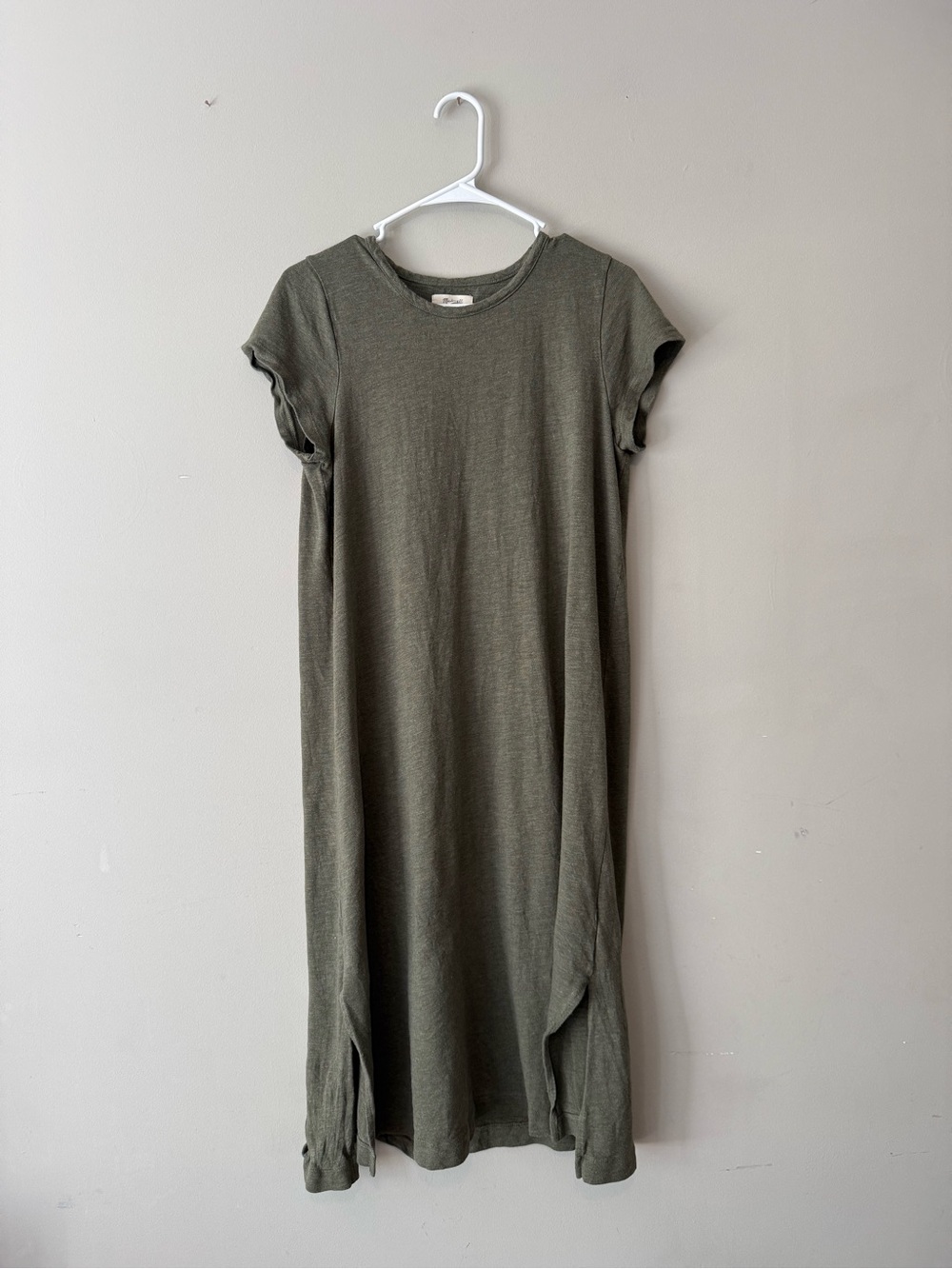 Madewell Olive Green Short-Sleeve Midi Dress